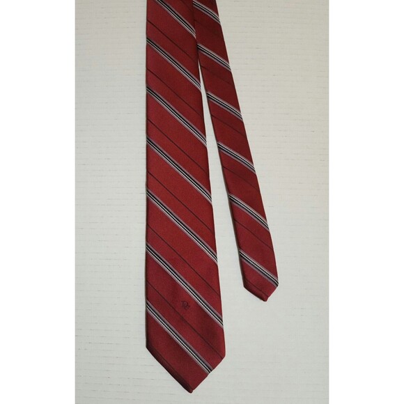 Vintage Christian Dior Mens Tie Stripes 3"x55" Red Grey Logo USA Italy - Picture 2 of 7